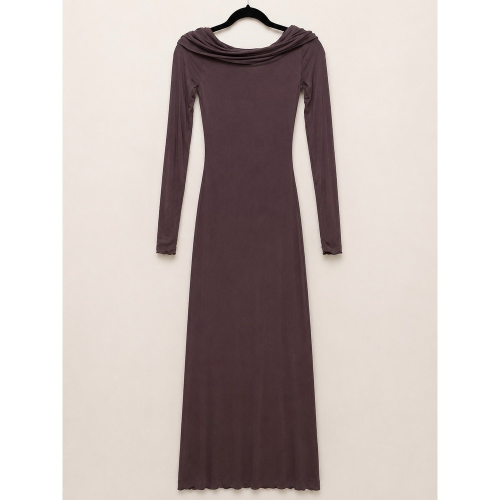 SKIMS Sheer Modal Off Shoulder Long Dress in Phoenix XS Womens Maxi Dresses - Picture 3 of 12